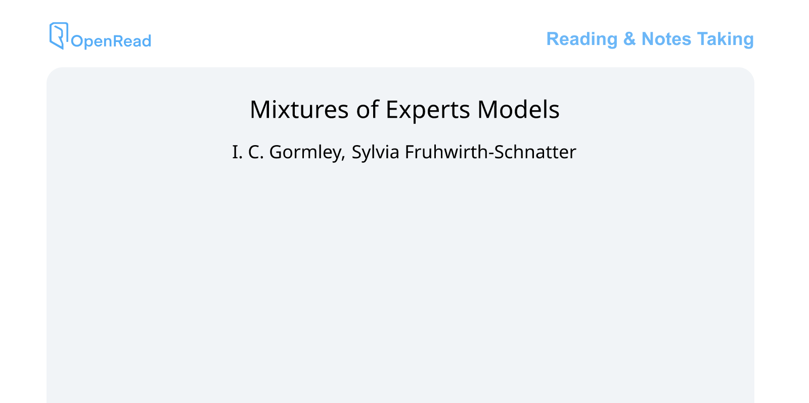 Mixtures of Experts Models
