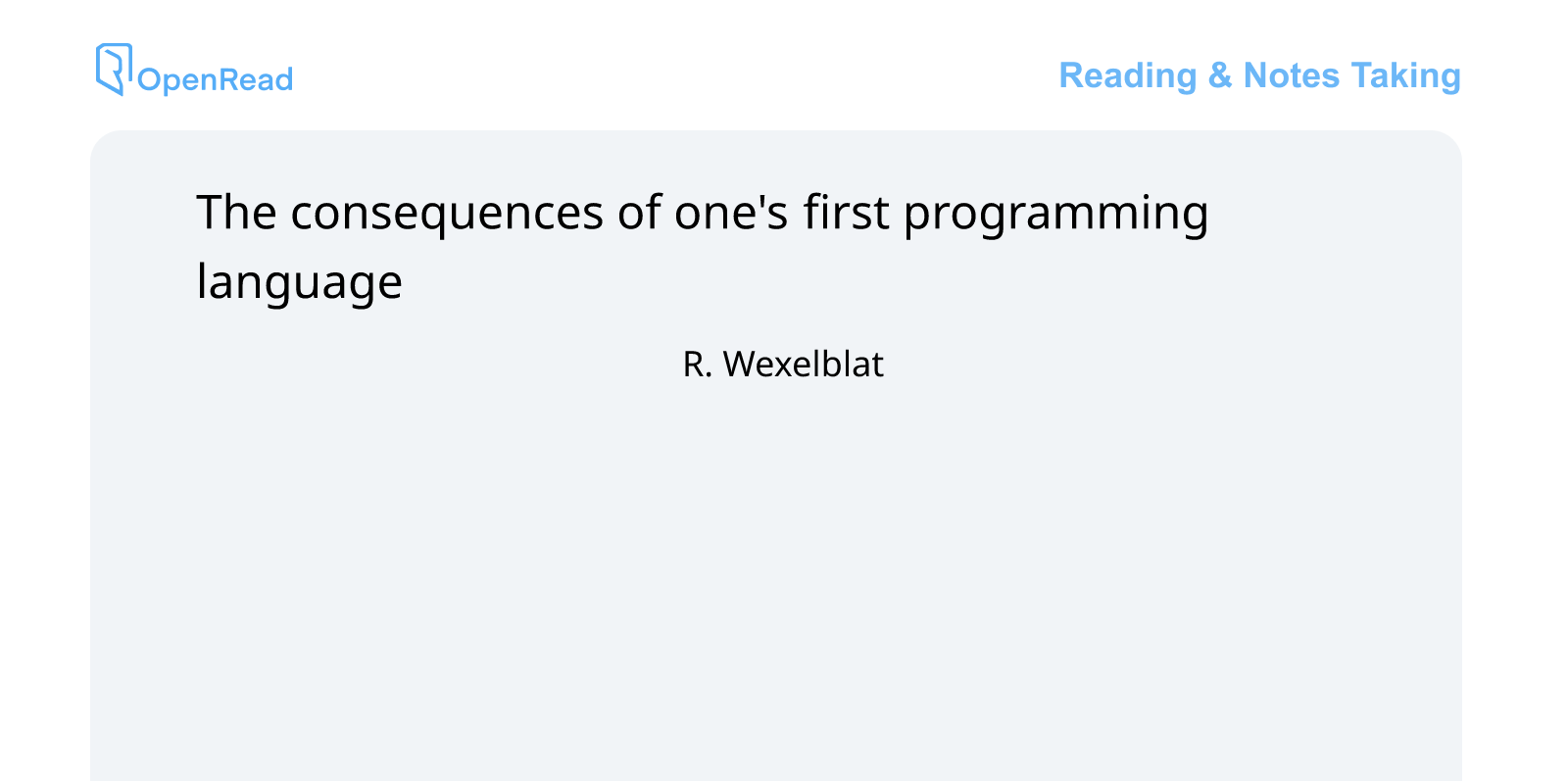 The consequences of one's first programming language
